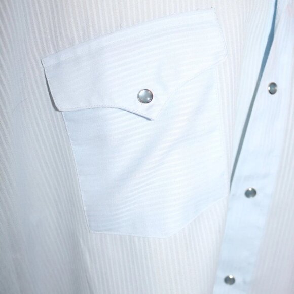 Panhandle Slim Shirt Mens 17-36 Blue Pinstripe Western Pearl Snap Made USA - Picture 4 of 16